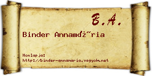 Binder Annamária névjegykártya