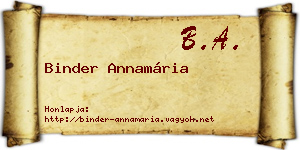 Binder Annamária névjegykártya